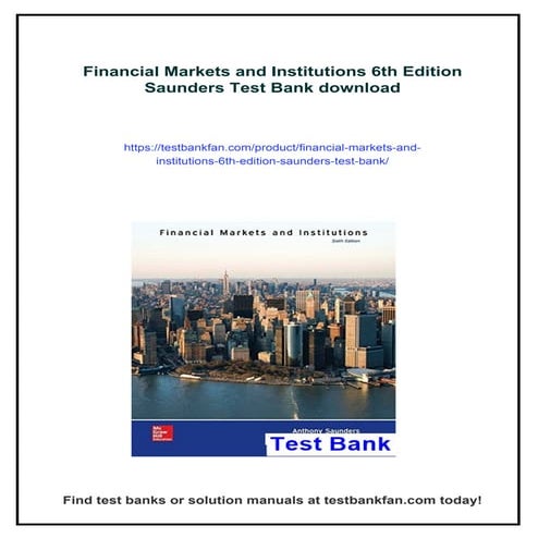 Financial Markets and Institutions 6th Edition Saunders Test Bank | PDF