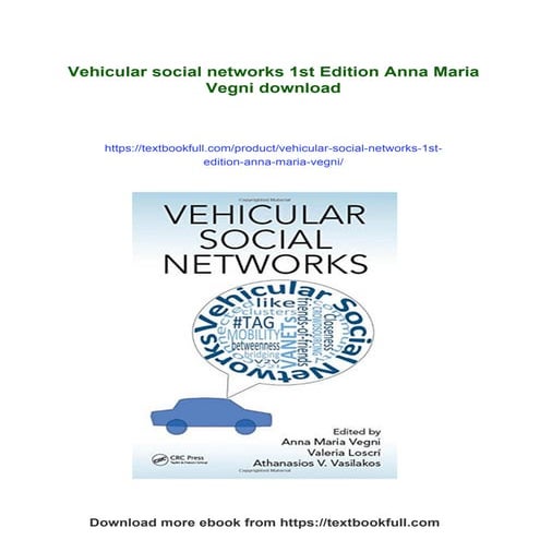 Vehicular social networks 1st Edition Anna Maria Vegni