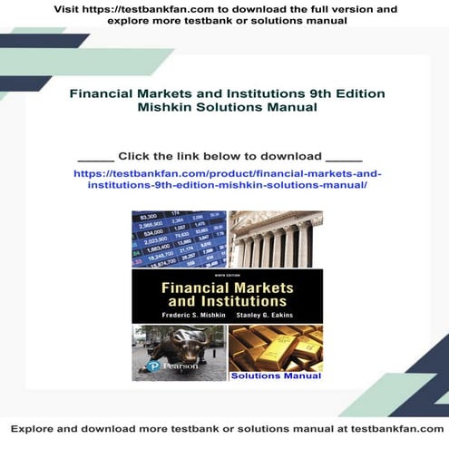 Financial Markets and Institutions 9th Edition Mishkin Solutions Manual