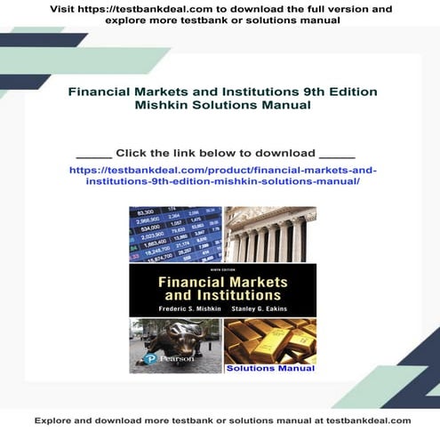 Financial Markets and Institutions 9th Edition Mishkin Solutions Manual