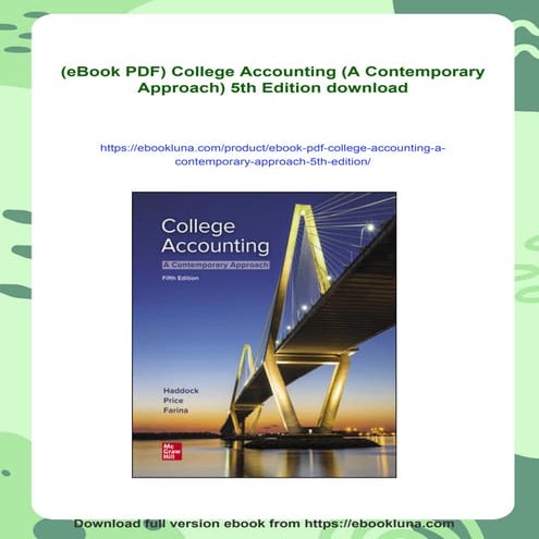 (eBook PDF) College Accounting (A Contemporary Approach) 5th Edition