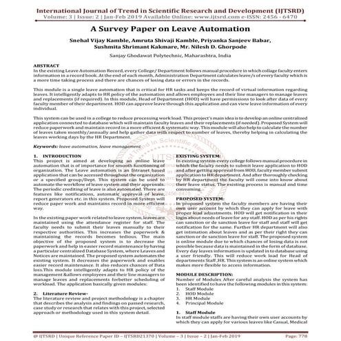 A Survey Paper on Leave Automation