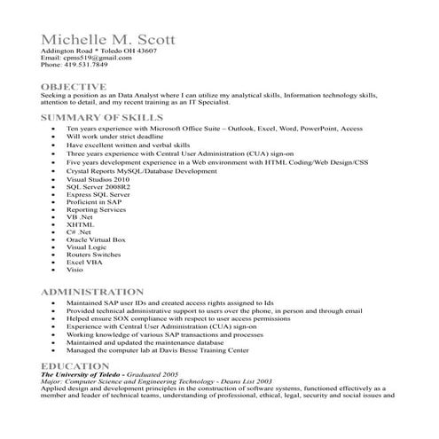 IT Specialist Resume