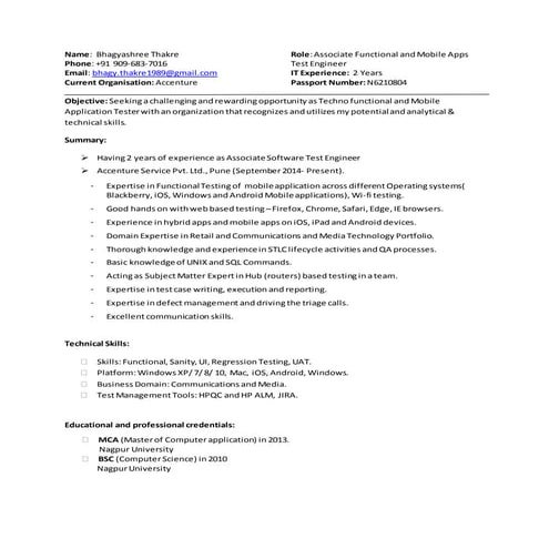 Salesforce Testing Resume | DOCX