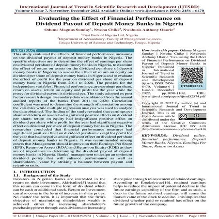 Evaluating the Effect of Financial Performance on Dividend Payout of ...
