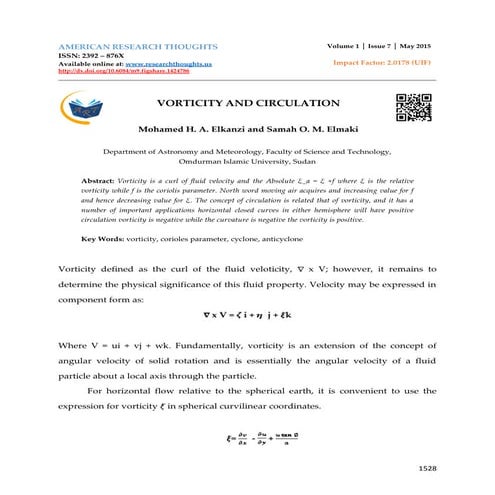 VORTICITY AND CIRCULATION