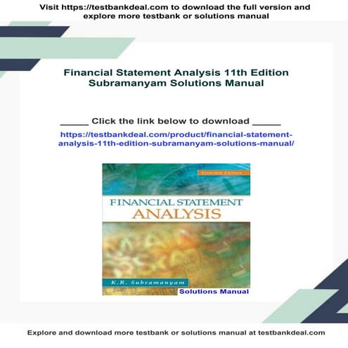 SOLUTION MANUAL FINANCIAL STATEMENT ANALYSIS 11TH EDITION SUBRAMANYAM CHAPTER 4 visual data 7