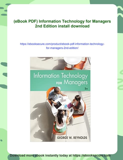 (eBook PDF) Information Technology for Managers 2nd Edition