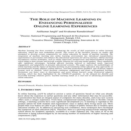 THE ROLE OF MACHINE LEARNING IN ENHANCING PERSONALIZED ONLINE LEARNING EXPERI...