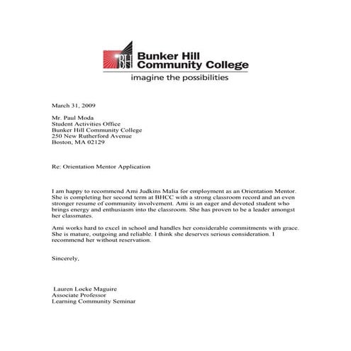 Recommendation-Ami Malia