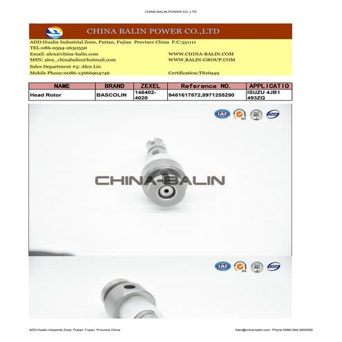 ORIGINAL BASCOLIN HEAD ROTOR DPA DPS DP200 VRZ | PDF