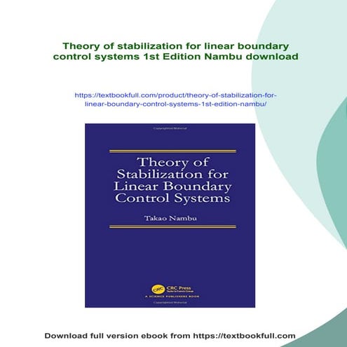 Theory of stabilization for linear boundary control systems 1st Edition Nambu