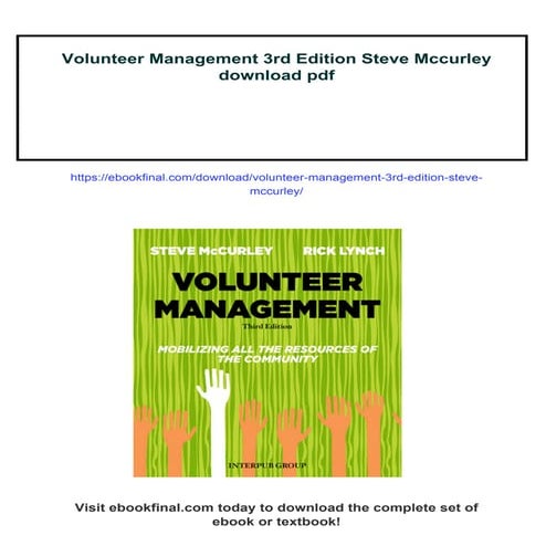 Volunteer Management 3rd Edition Steve Mccurley