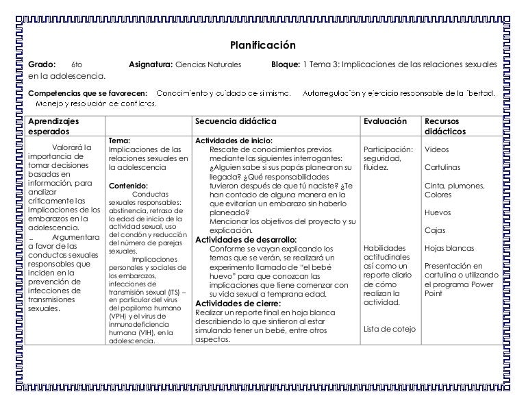 146564751 planificacion del proyecto sexualidad 5 formato para planeacion de clase