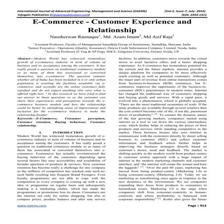E-commerce - customer experience and relationship