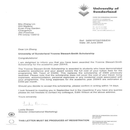 Sunderland Scholarship