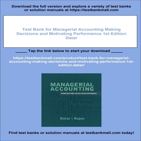 Test Bank for Introduction to Management Accounting, 16th Edition ...