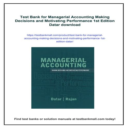 Test Bank for Introduction to Management Accounting, 16th Edition ...