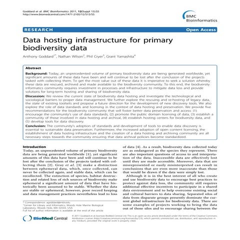 Data hosting infrastructure for primary biodiversity data