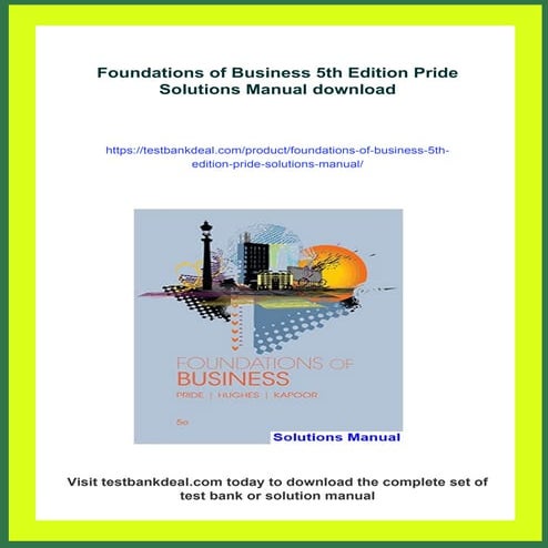 Foundations of Business 5th Edition Pride Solutions Manual | PDF