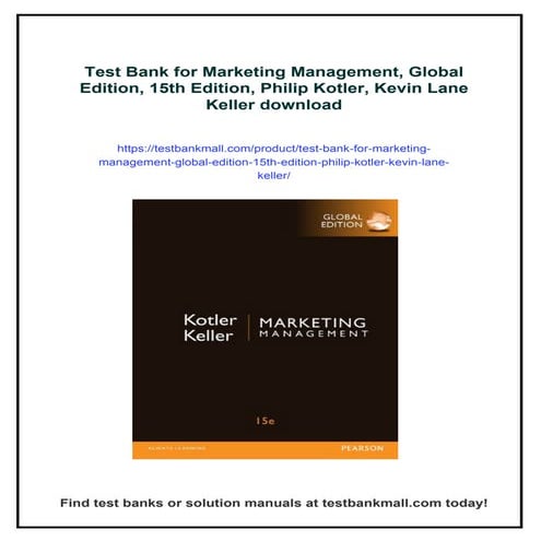 Test Bank for Marketing Management, Global Edition, 15th Edition ...