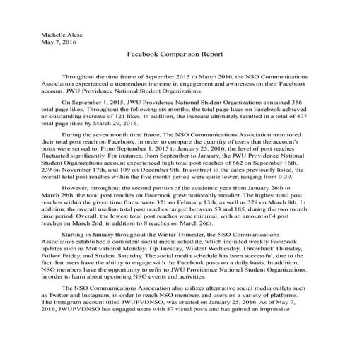 Facebook Comparison Report