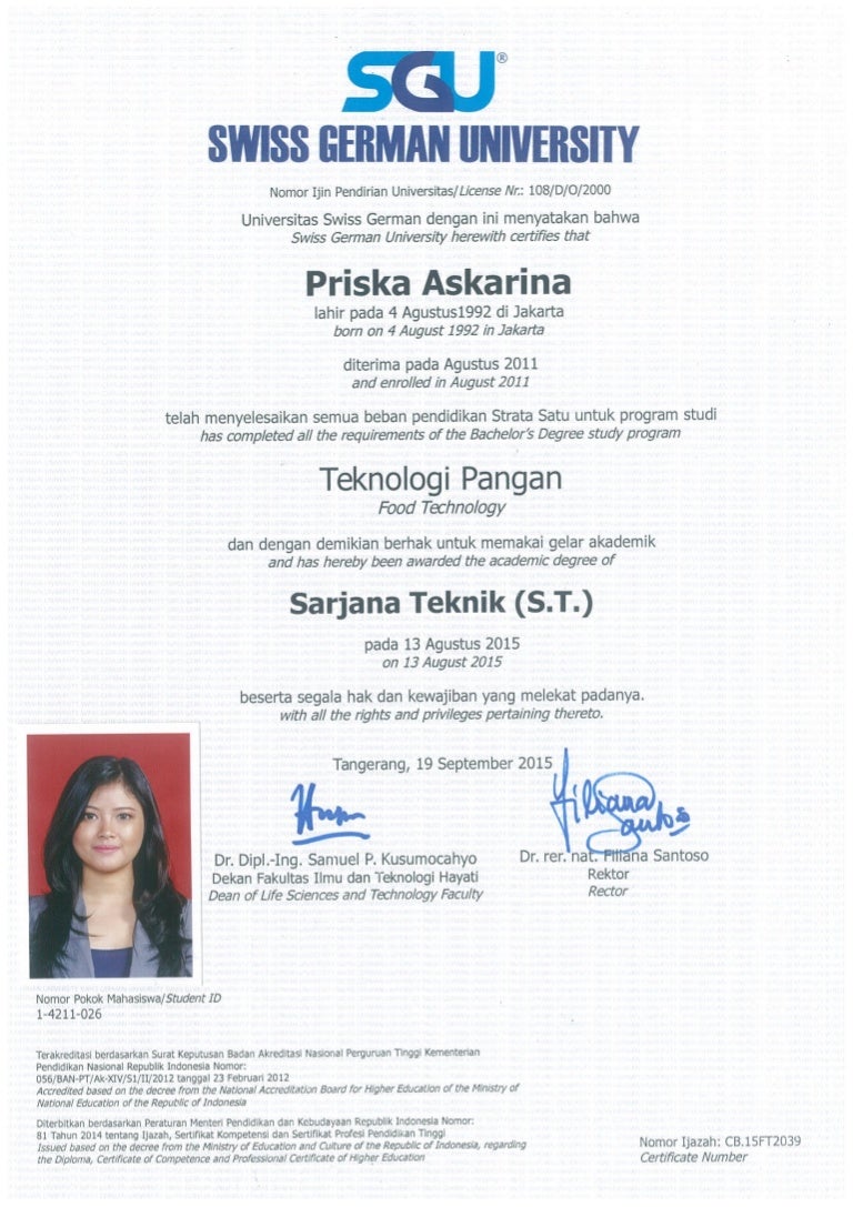 Bachelor Certificate