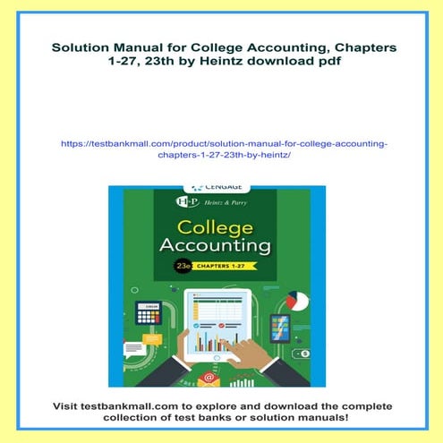 Solution Manual for College Accounting, Chapters 1-27, 23th by Heintz | PDF