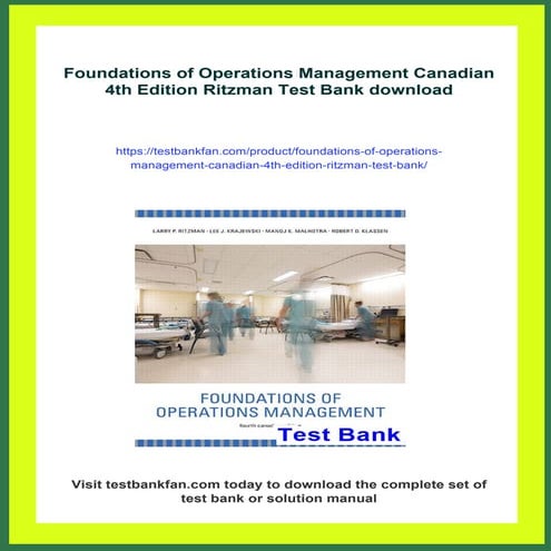 Foundations of Operations Management Canadian 4th Edition Ritzman Test ...