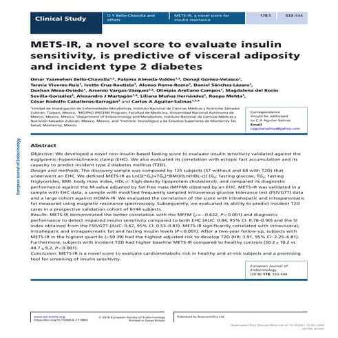 [1479683X - European Journal of Endocrinology] METS-IR, a novel score ...