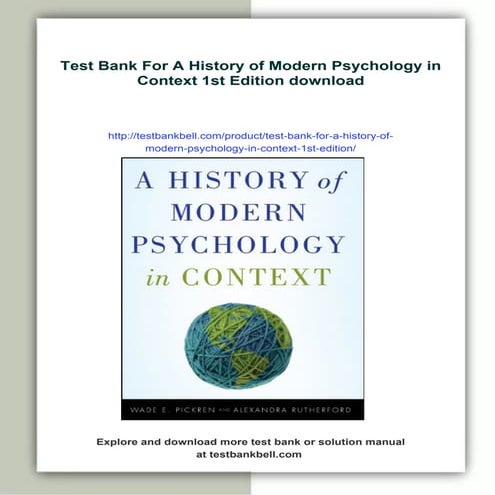 Test Bank For A History of Modern Psychology in Context 1st Edition | PDF