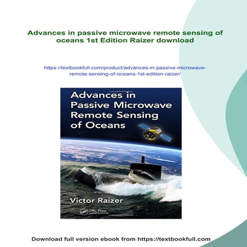 Advances in passive microwave remote sensing of oceans 1st Edition ...