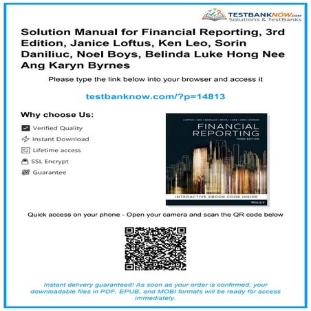 Comprehensive Solution Manual for Financial Reporting 3rd Edition | PDF