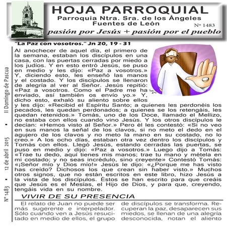 HOJA PARROQUIAL Nº1483 12 abril 2015