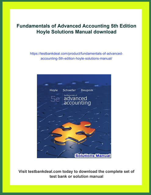 Fundamentals of Advanced Accounting 5th Edition Hoyle Solutions Manual | PDF