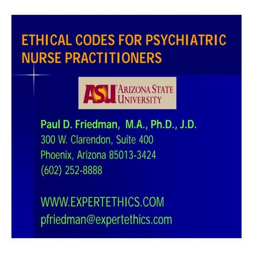 Ethical Codes for Psychiatric Nurse Practitioners [Compatibility Mode]