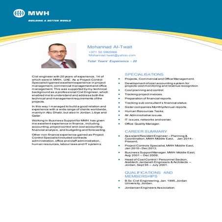 CURRICULUM VITAE World Bank Format V3 | PDF