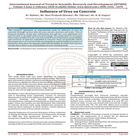 Influence of Urea on Concrete