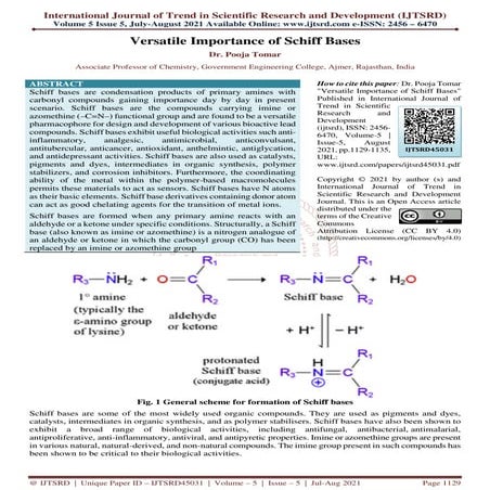 Versatile Importance of Schiff Bases