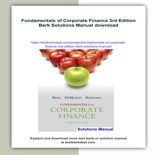 Fundamentals of Corporate Finance 3rd Edition Berk Solutions Manual | PDF