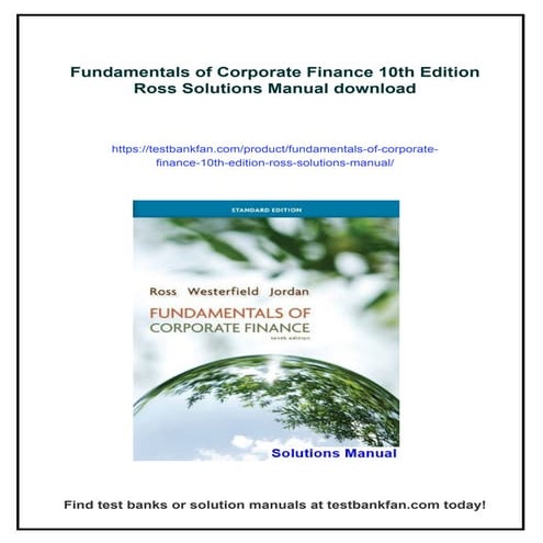 Fundamentals of Corporate Finance 10th Edition Ross Solutions Manual