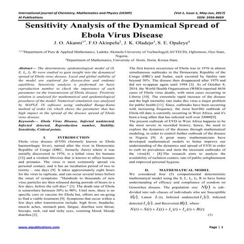 Sensitivity Analysis of the Dynamical Spread of Ebola Virus Disease
