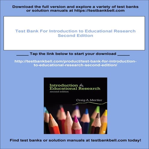 Test Bank For Introduction to Educational Research Second Edition | PDF