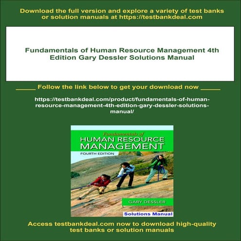 Fundamentals of Human Resource Management 4th Edition Gary Dessler Solutions ...