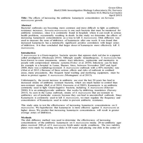 Antibiotic resistance report