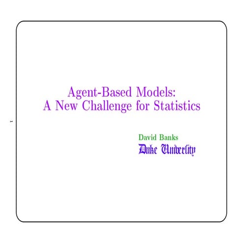 14 Agent-Based Models: A New Challenge for Statistics