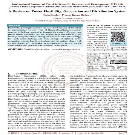 A Review on Power Flexibility, Generation and Distribution System