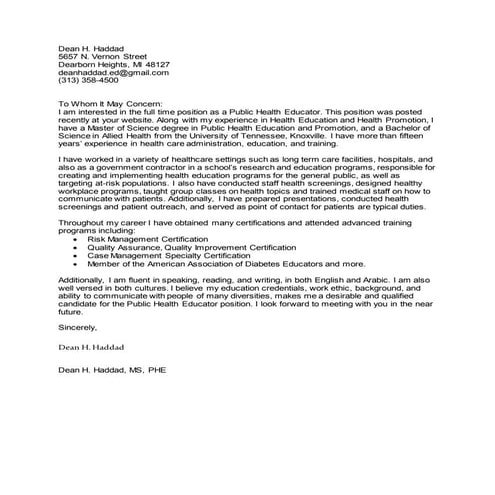 Dean Haddad - Cover Leteer