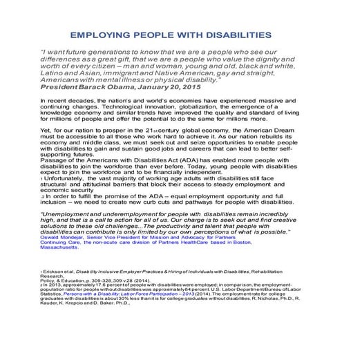 EMPLOYING PEOPLE WITH DISABILITIES