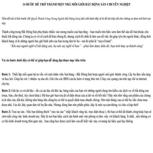 14 BUOC DE TRO THANH MOT NHA MOI GIOI BAT DONG SAN CHUYEN NGHIEP
